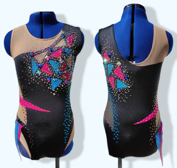 Body schwarz/pink/türkis "triangle" (158- 164)
